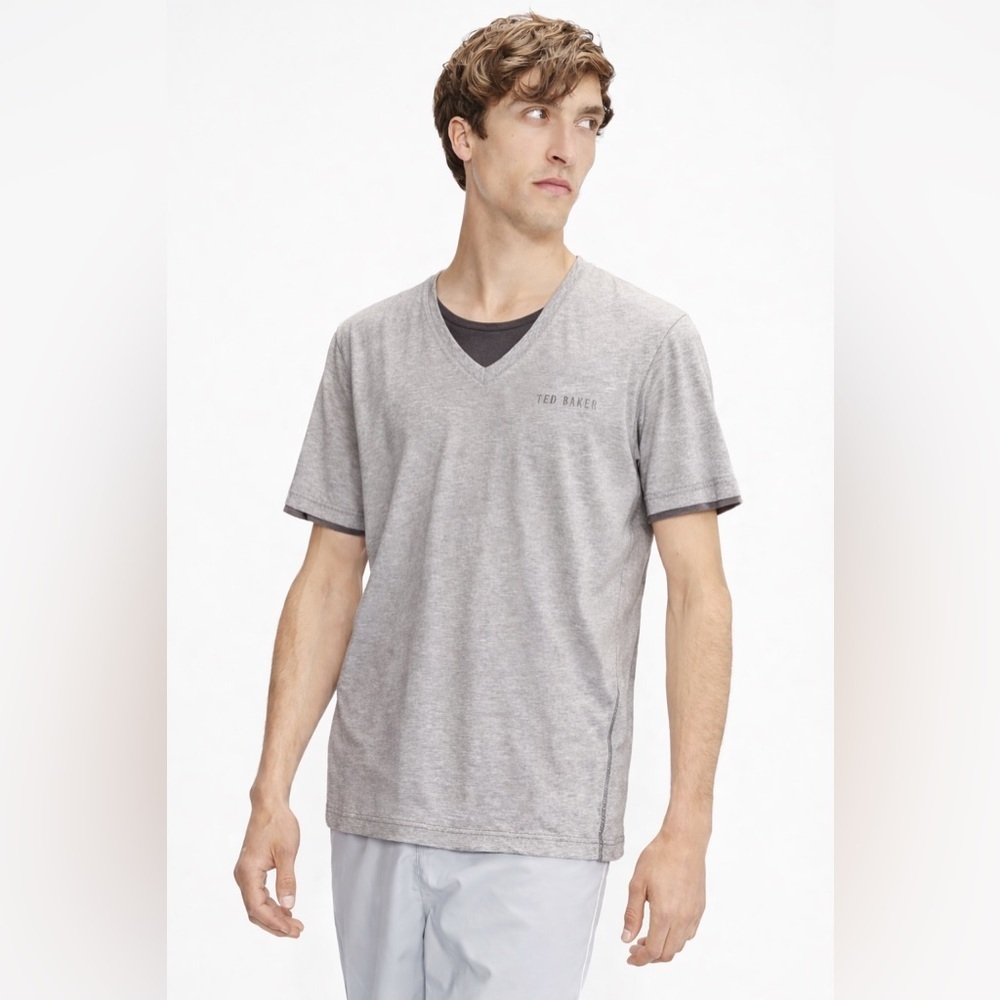 Ted Baker Light Gray V-Neck Tee